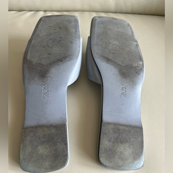 Zara Light Blue Leather Slides Size 37 - Picture 6 of 6